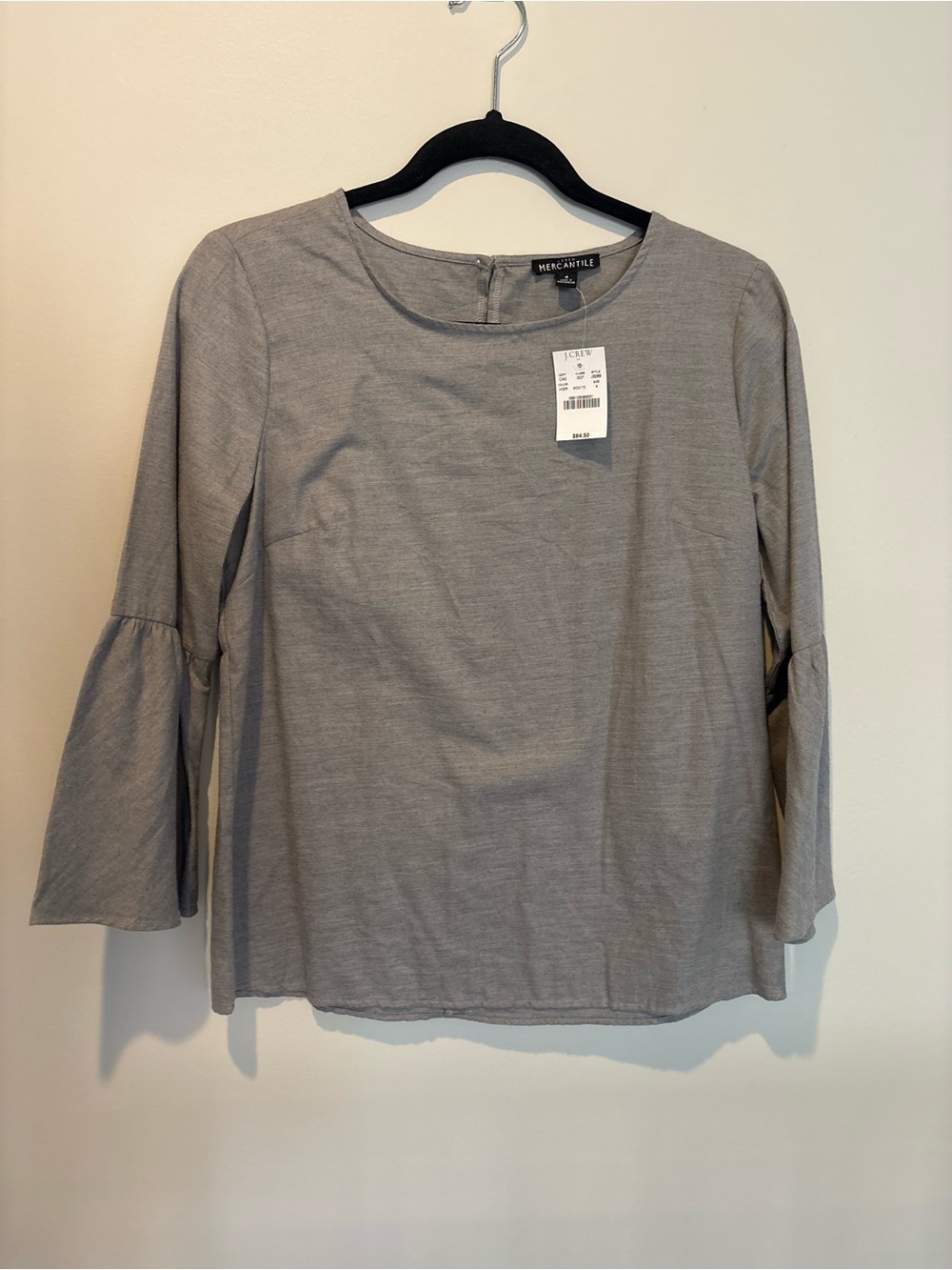 J. Crew Gray Bell-Sleeve Blouse